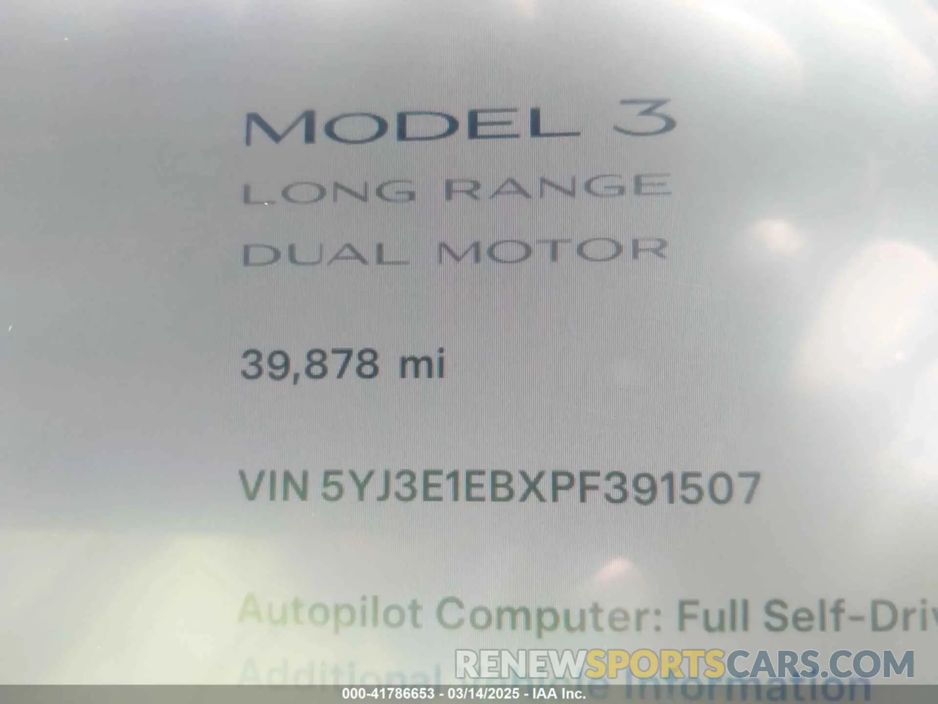 14 Photograph of a damaged car 5YJ3E1EBXPF391507 TESLA MODEL 3 2023