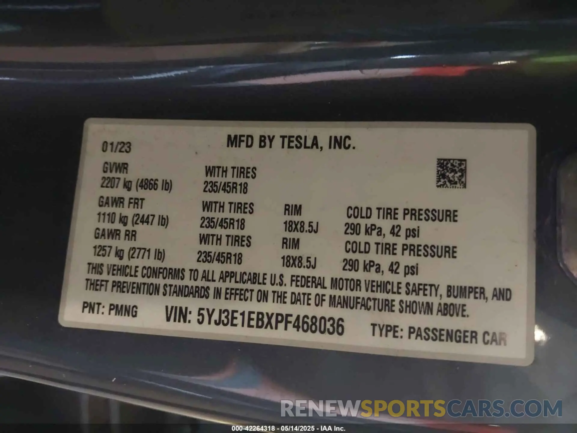 9 Photograph of a damaged car 5YJ3E1EBXPF468036 TESLA MODEL 3 2023