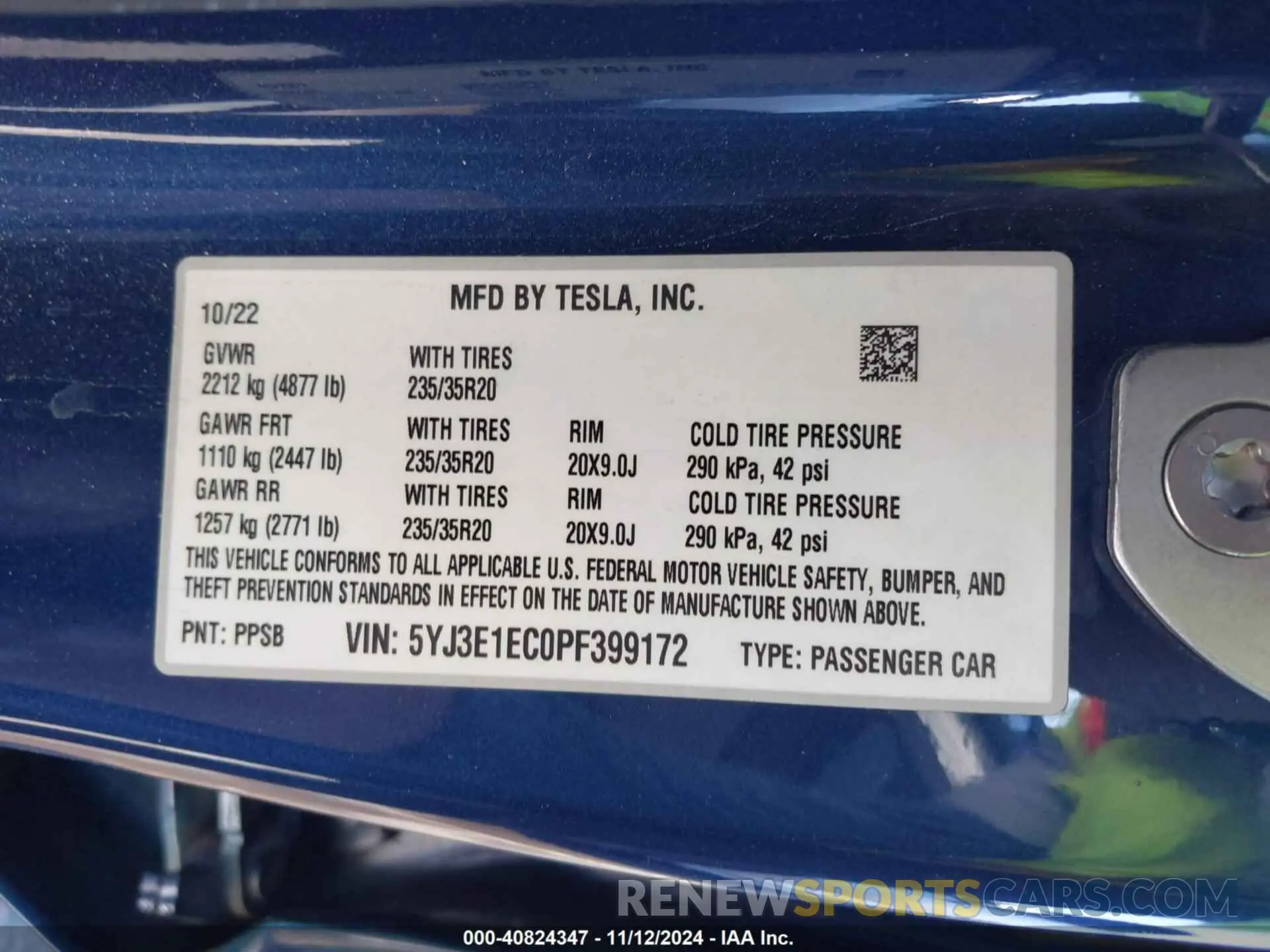 9 Photograph of a damaged car 5YJ3E1EC0PF399172 TESLA MODEL 3 2023