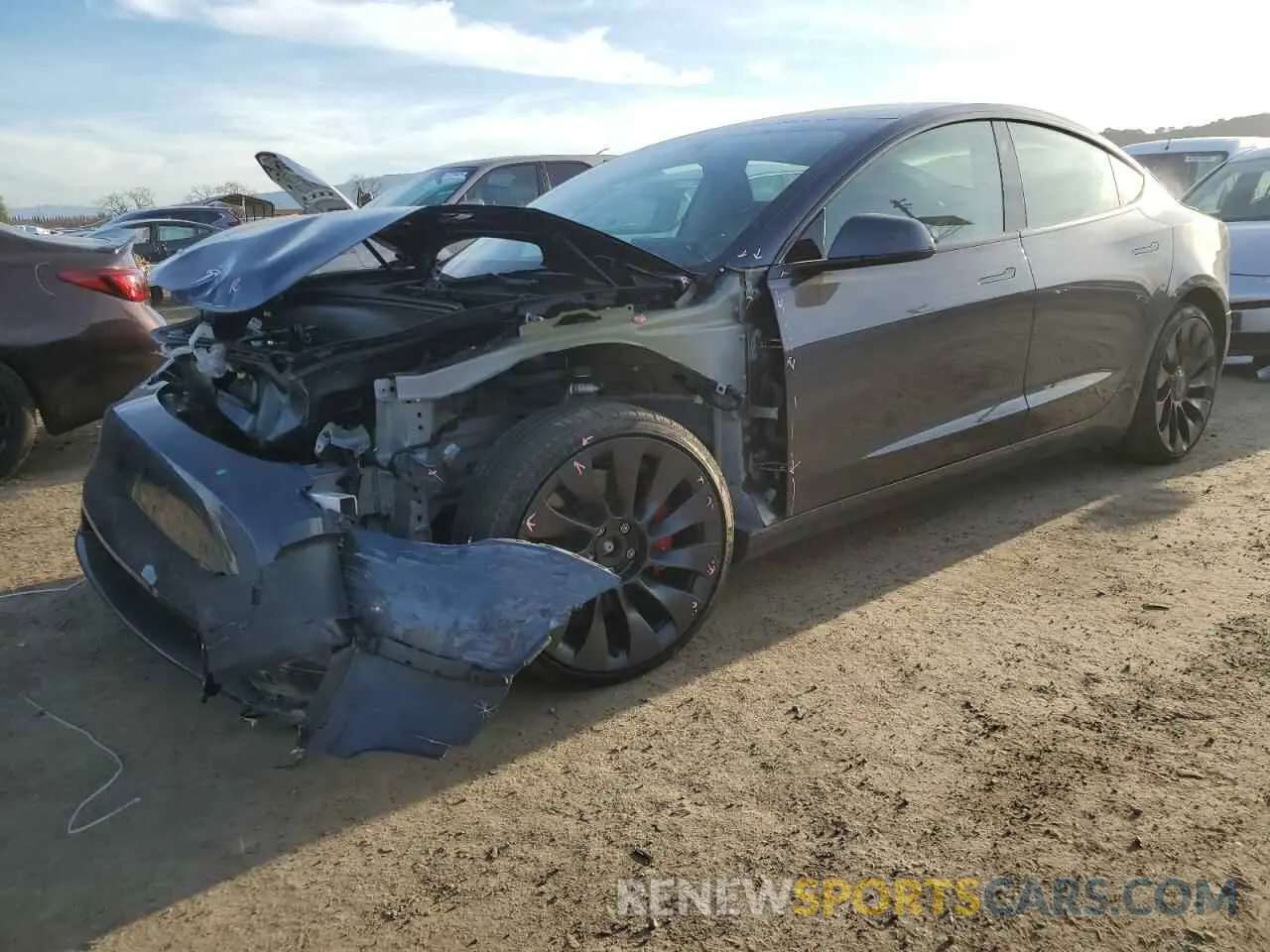 1 Photograph of a damaged car 5YJ3E1EC0PF483847 TESLA MODEL 3 2023