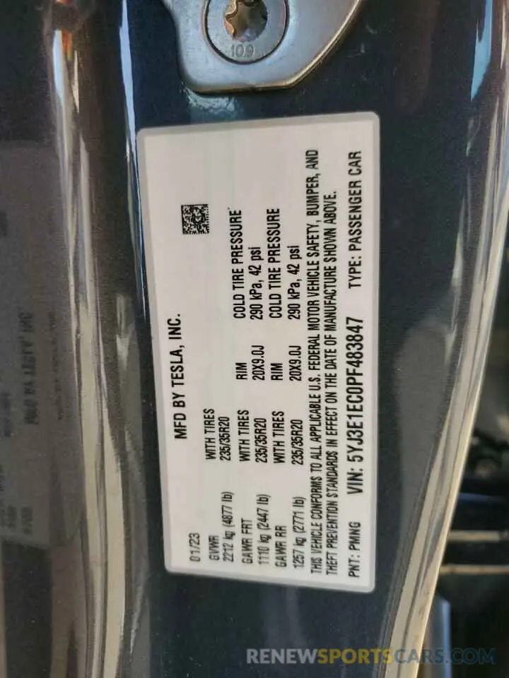 15 Photograph of a damaged car 5YJ3E1EC0PF483847 TESLA MODEL 3 2023