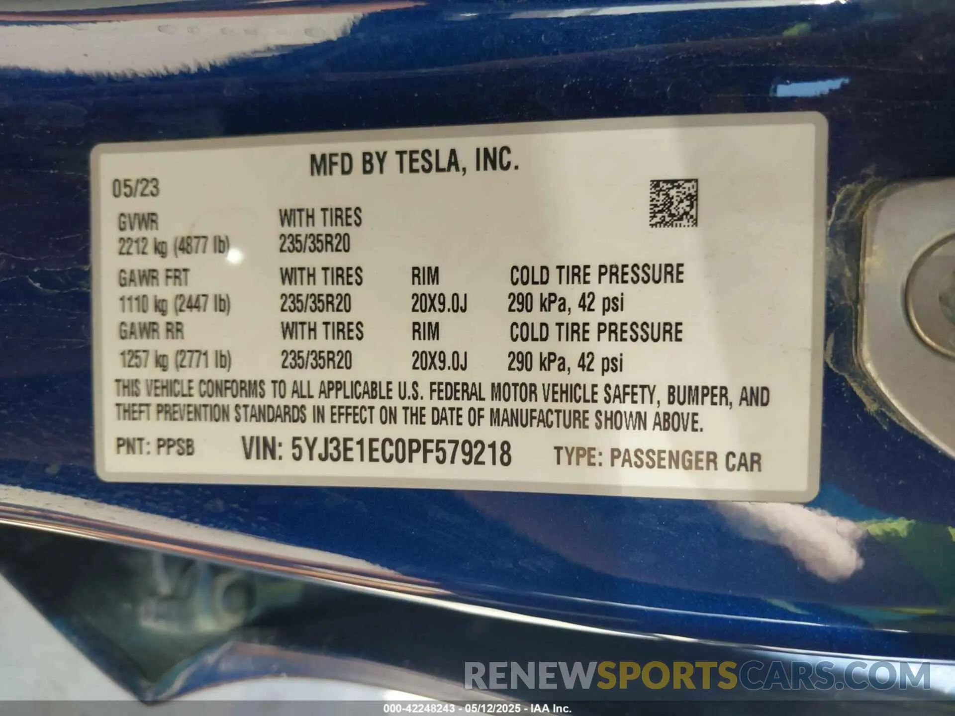9 Photograph of a damaged car 5YJ3E1EC0PF579218 TESLA MODEL 3 2023