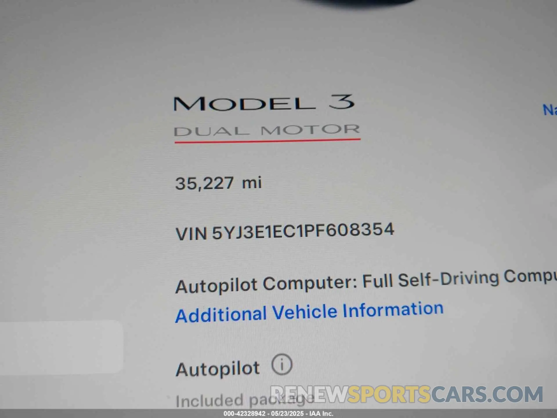 7 Photograph of a damaged car 5YJ3E1EC1PF608354 TESLA MODEL 3 2023
