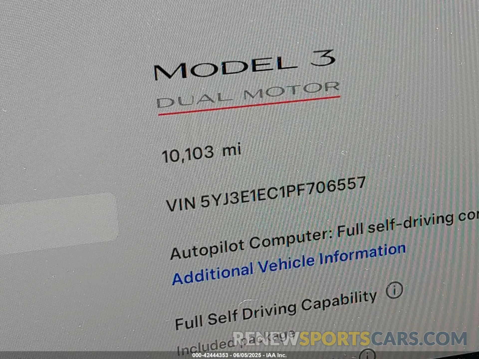 15 Photograph of a damaged car 5YJ3E1EC1PF706557 TESLA MODEL 3 2023