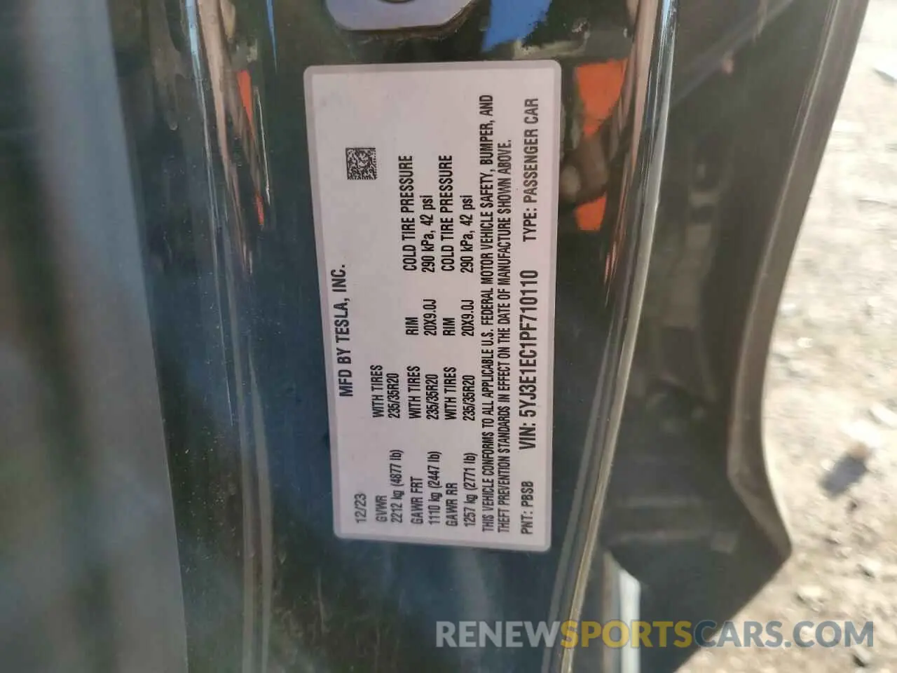 12 Photograph of a damaged car 5YJ3E1EC1PF710110 TESLA MODEL 3 2023