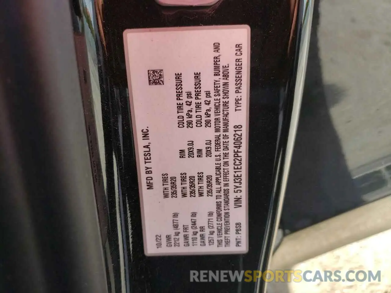 14 Photograph of a damaged car 5YJ3E1EC2PF406218 TESLA MODEL 3 2023