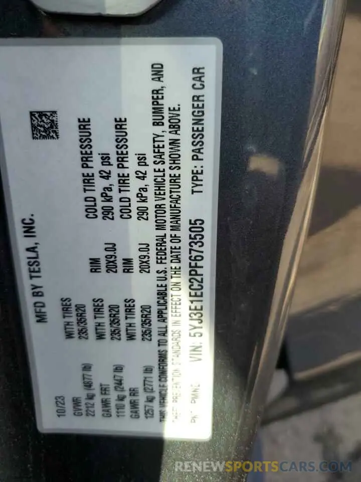 12 Photograph of a damaged car 5YJ3E1EC2PF673505 TESLA MODEL 3 2023