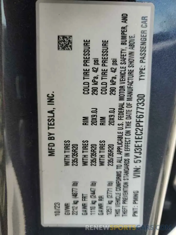 13 Photograph of a damaged car 5YJ3E1EC2PF677330 TESLA MODEL 3 2023
