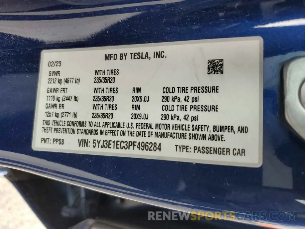 14 Photograph of a damaged car 5YJ3E1EC3PF496284 TESLA MODEL 3 2023