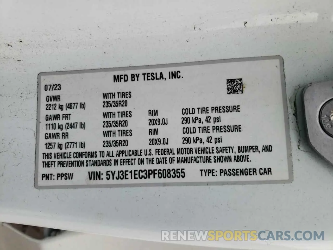 12 Photograph of a damaged car 5YJ3E1EC3PF608355 TESLA MODEL 3 2023