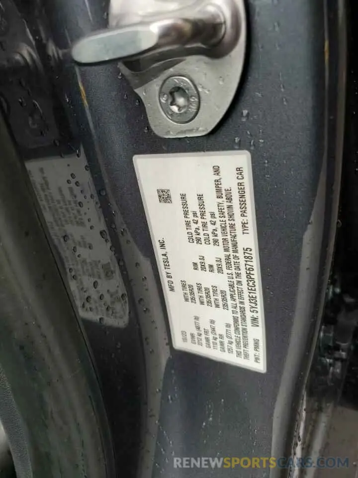 12 Photograph of a damaged car 5YJ3E1EC3PF671875 TESLA MODEL 3 2023