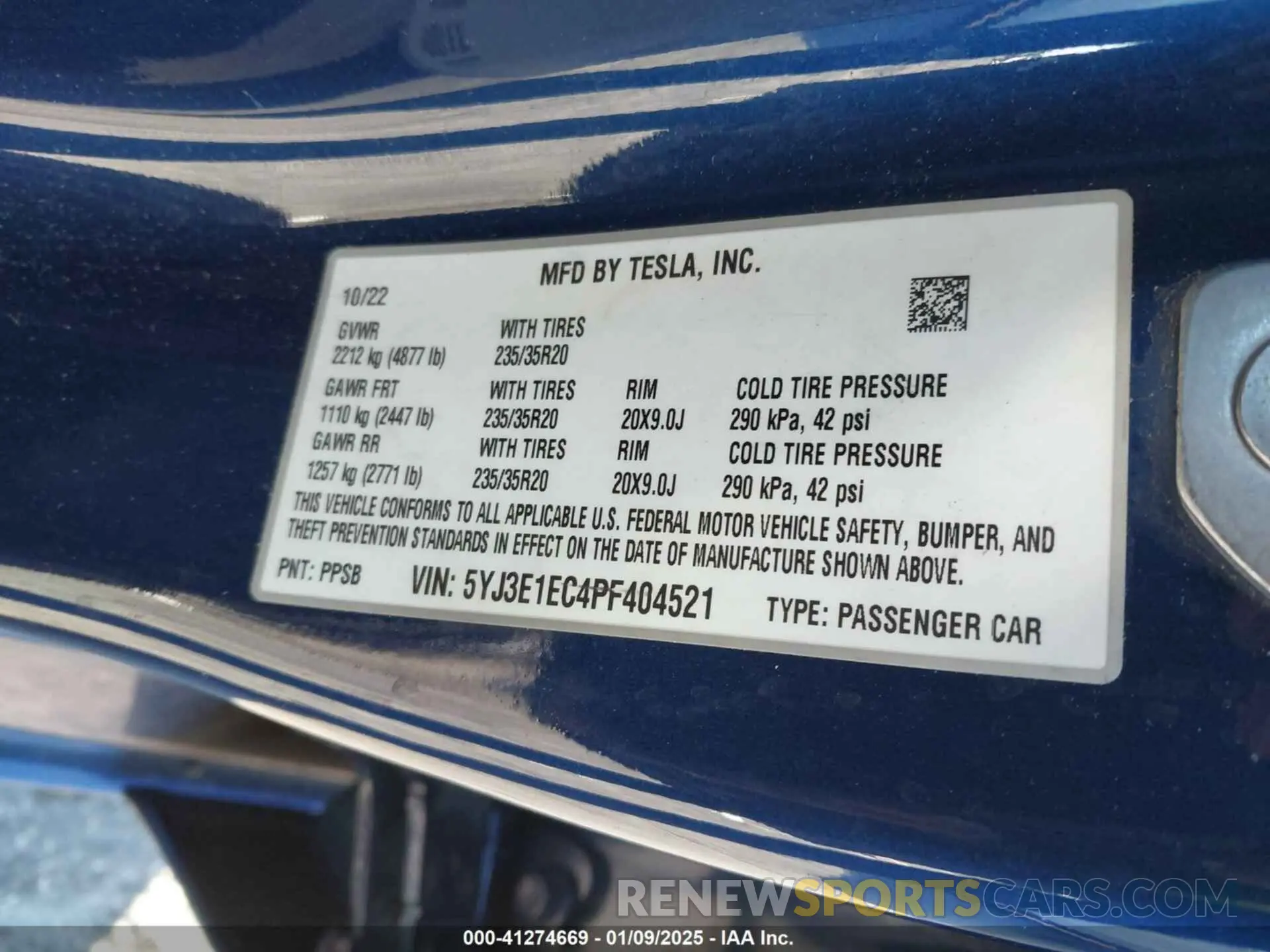 9 Photograph of a damaged car 5YJ3E1EC4PF404521 TESLA MODEL 3 2023