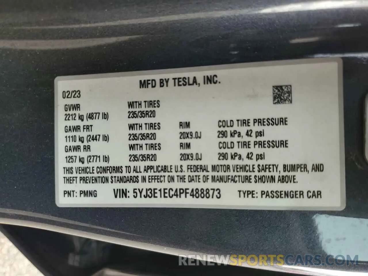 12 Photograph of a damaged car 5YJ3E1EC4PF488873 TESLA MODEL 3 2023