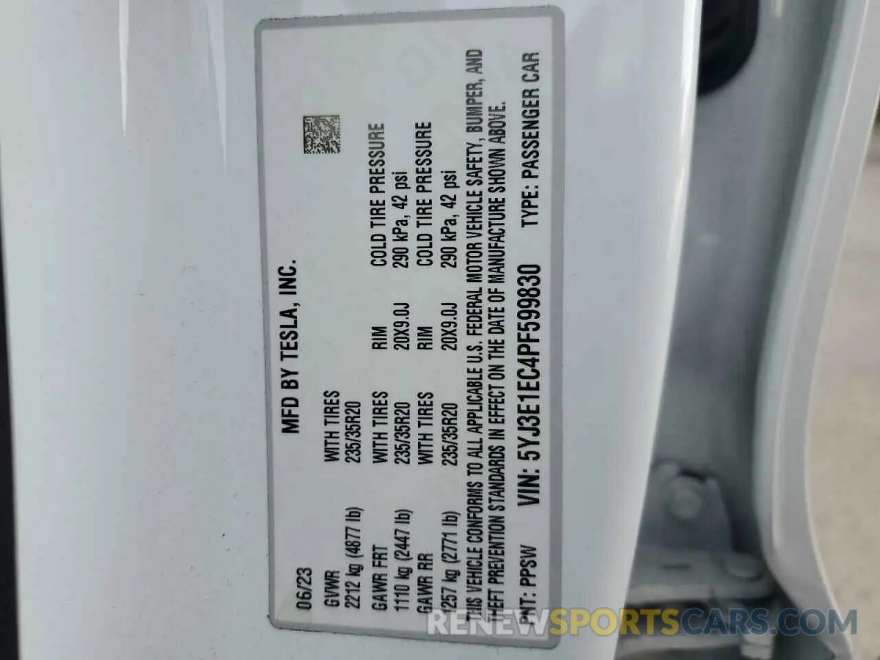 12 Photograph of a damaged car 5YJ3E1EC4PF599830 TESLA MODEL 3 2023