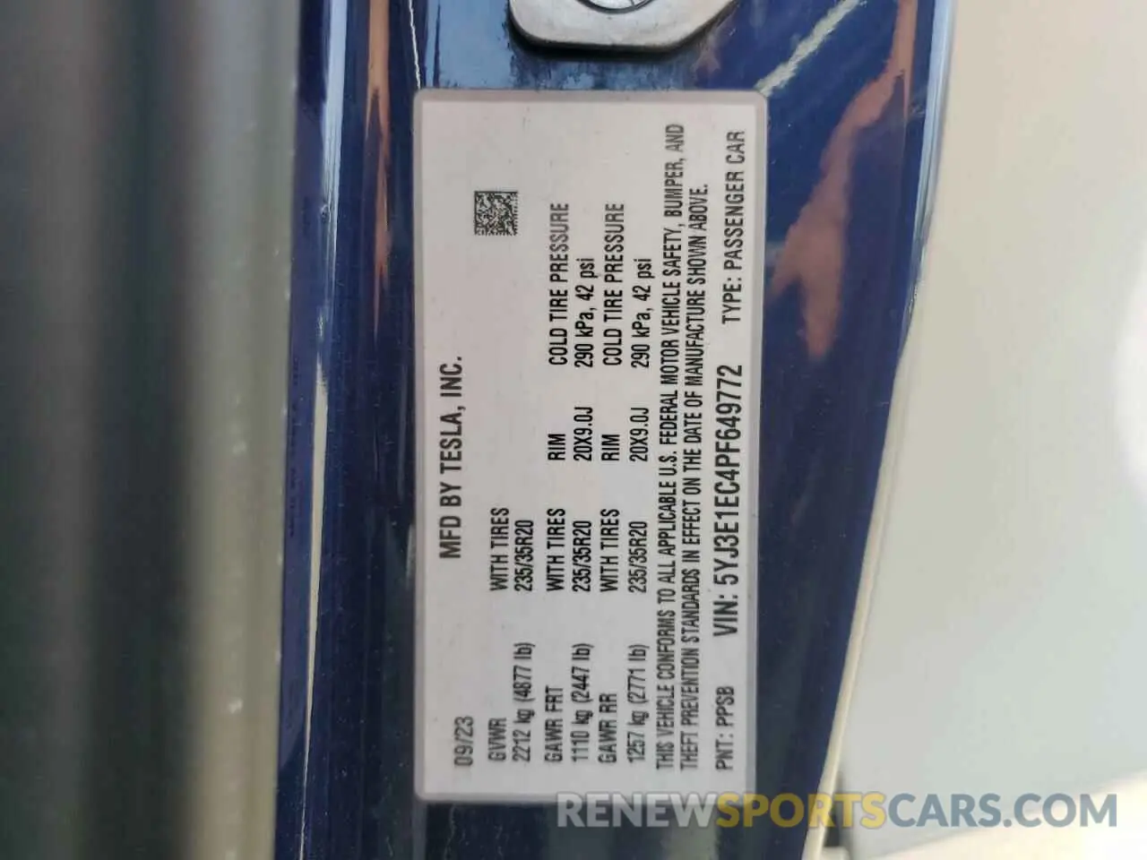 15 Photograph of a damaged car 5YJ3E1EC4PF649772 TESLA MODEL 3 2023