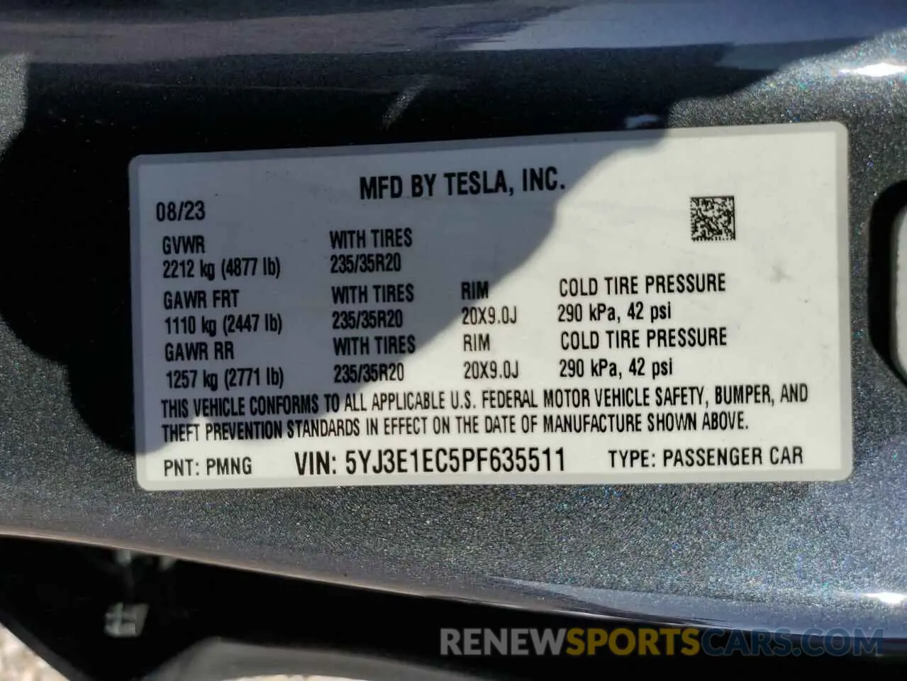 15 Photograph of a damaged car 5YJ3E1EC5PF635511 TESLA MODEL 3 2023