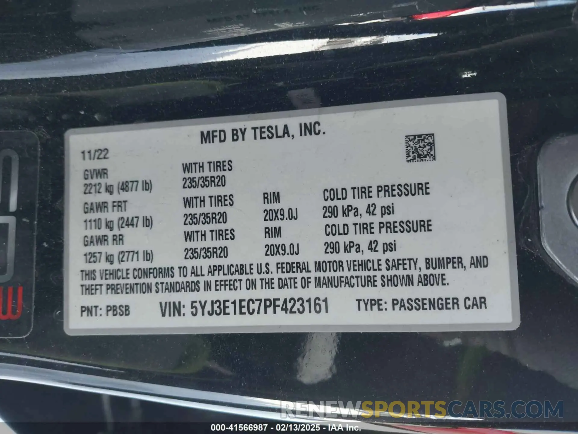 9 Photograph of a damaged car 5YJ3E1EC7PF423161 TESLA MODEL 3 2023