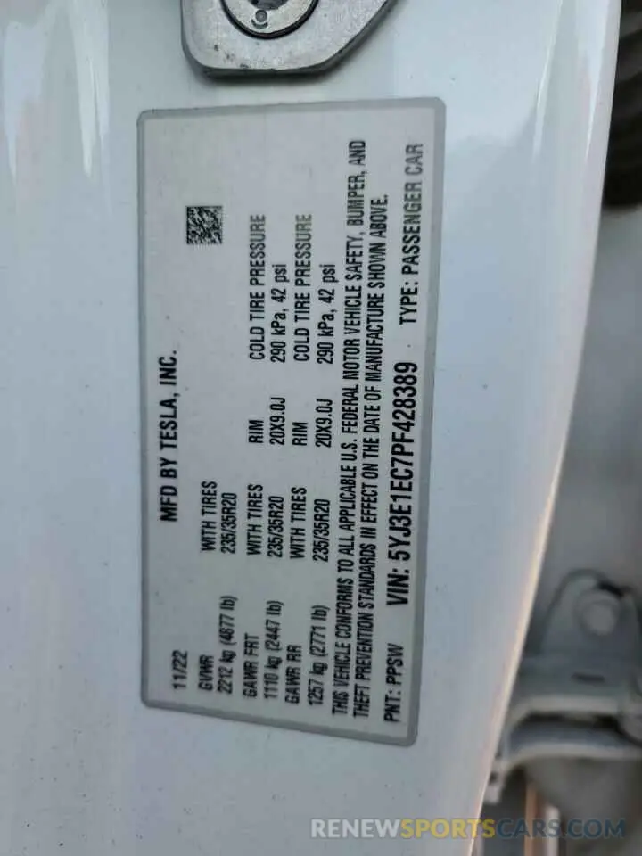 12 Photograph of a damaged car 5YJ3E1EC7PF428389 TESLA MODEL 3 2023