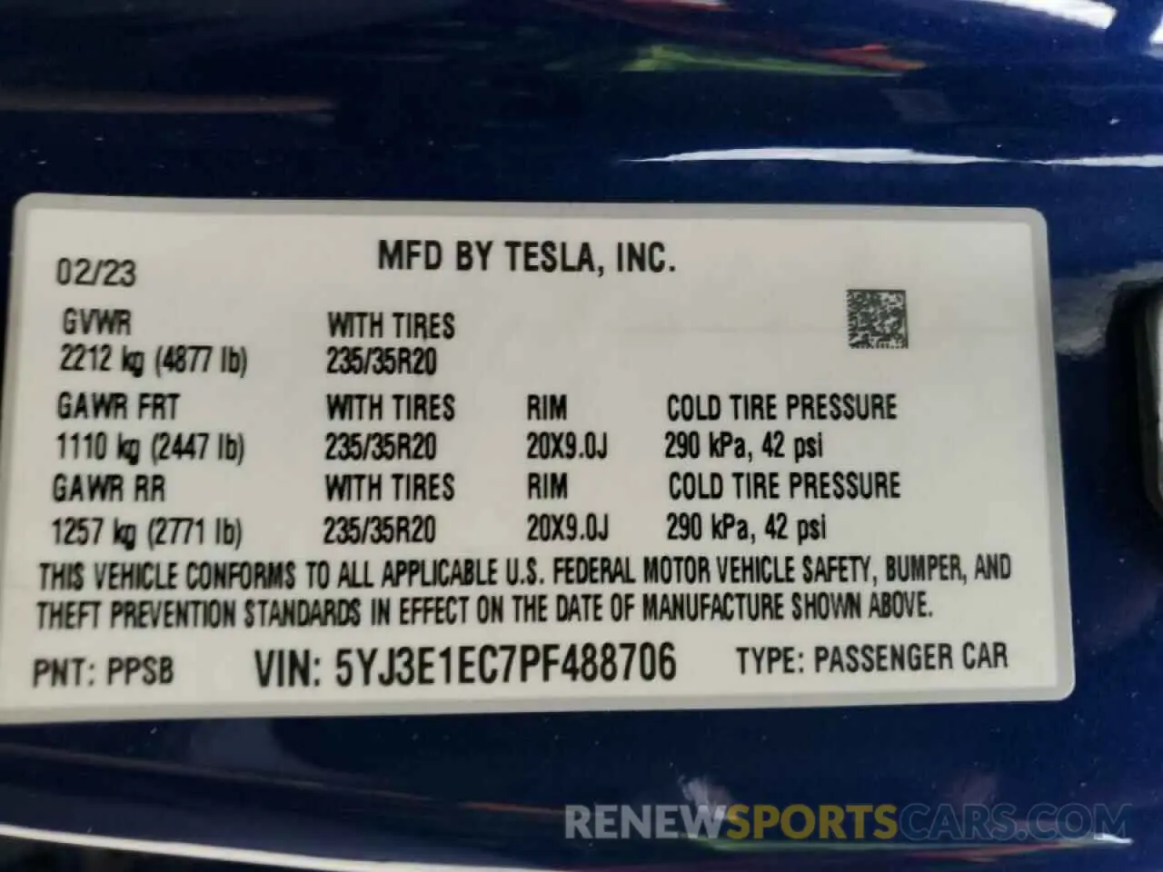 14 Photograph of a damaged car 5YJ3E1EC7PF488706 TESLA MODEL 3 2023