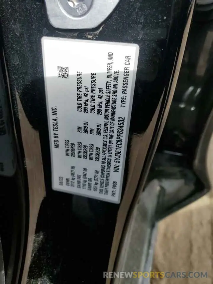 13 Photograph of a damaged car 5YJ3E1EC8PF634532 TESLA MODEL 3 2023