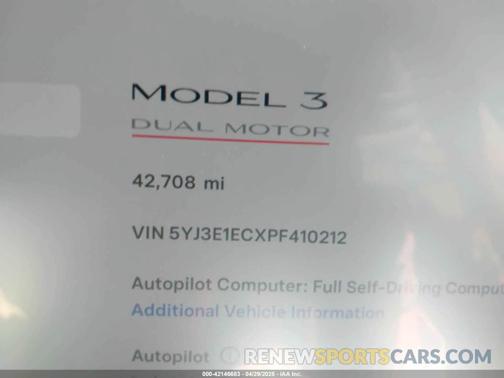 7 Photograph of a damaged car 5YJ3E1ECXPF410212 TESLA MODEL 3 2023