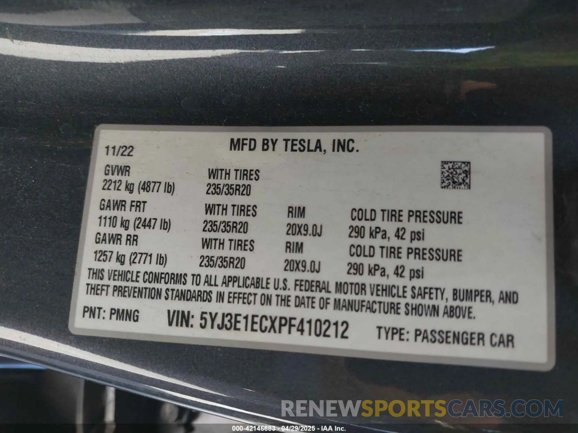 9 Photograph of a damaged car 5YJ3E1ECXPF410212 TESLA MODEL 3 2023