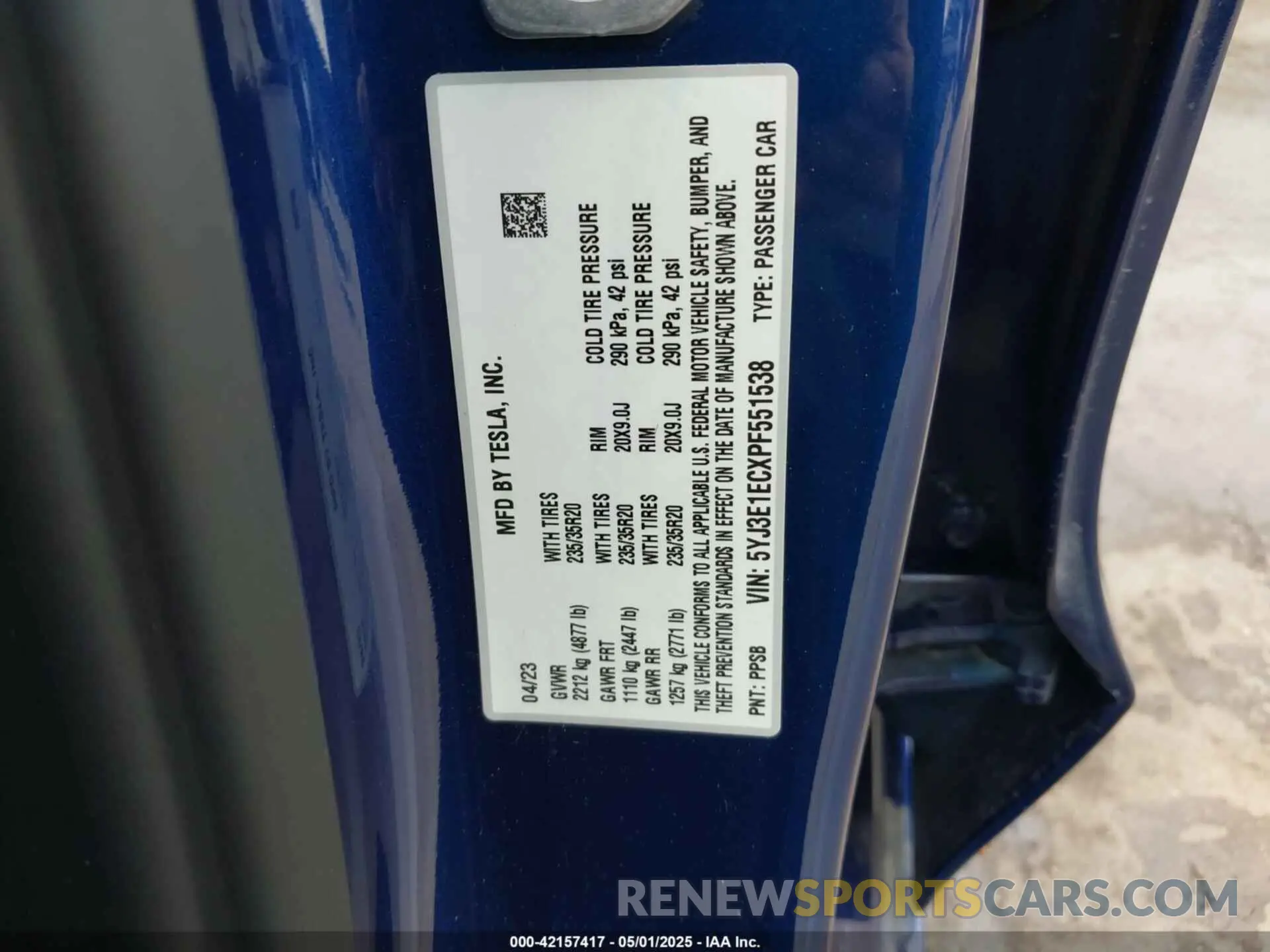 9 Photograph of a damaged car 5YJ3E1ECXPF551538 TESLA MODEL 3 2023