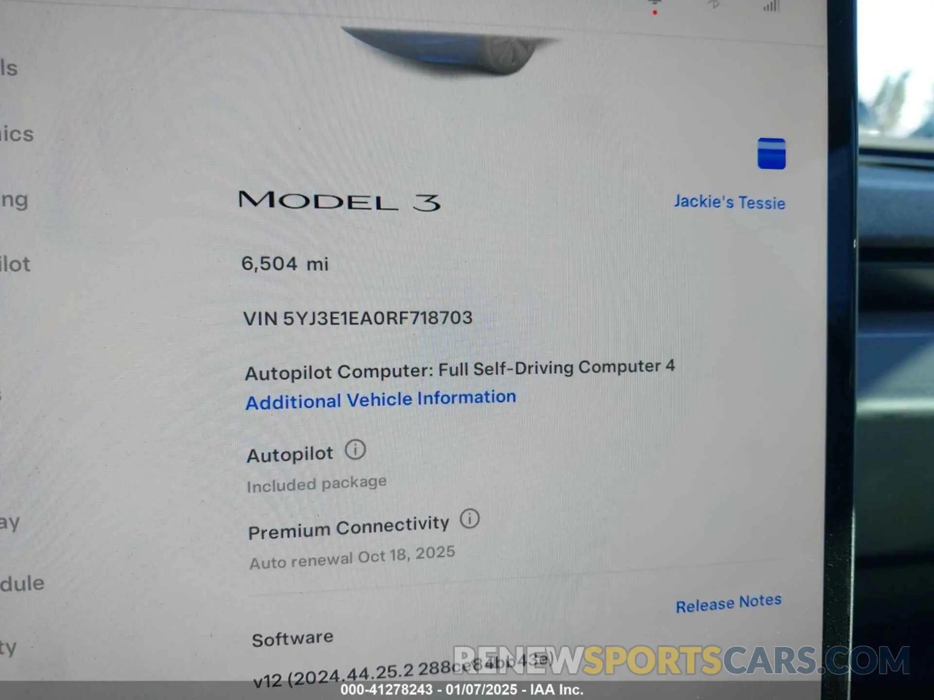 7 Photograph of a damaged car 5YJ3E1EA0RF718703 TESLA MODEL 3 2024
