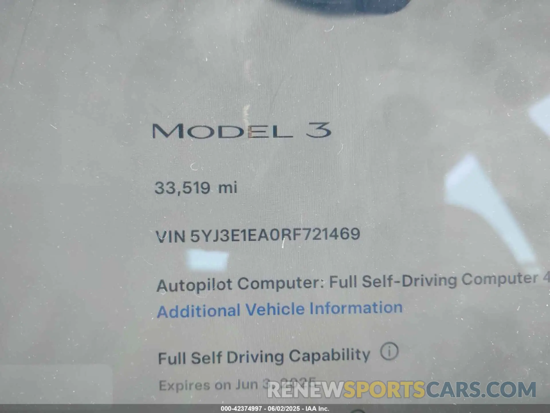 7 Photograph of a damaged car 5YJ3E1EA0RF721469 TESLA MODEL 3 2024