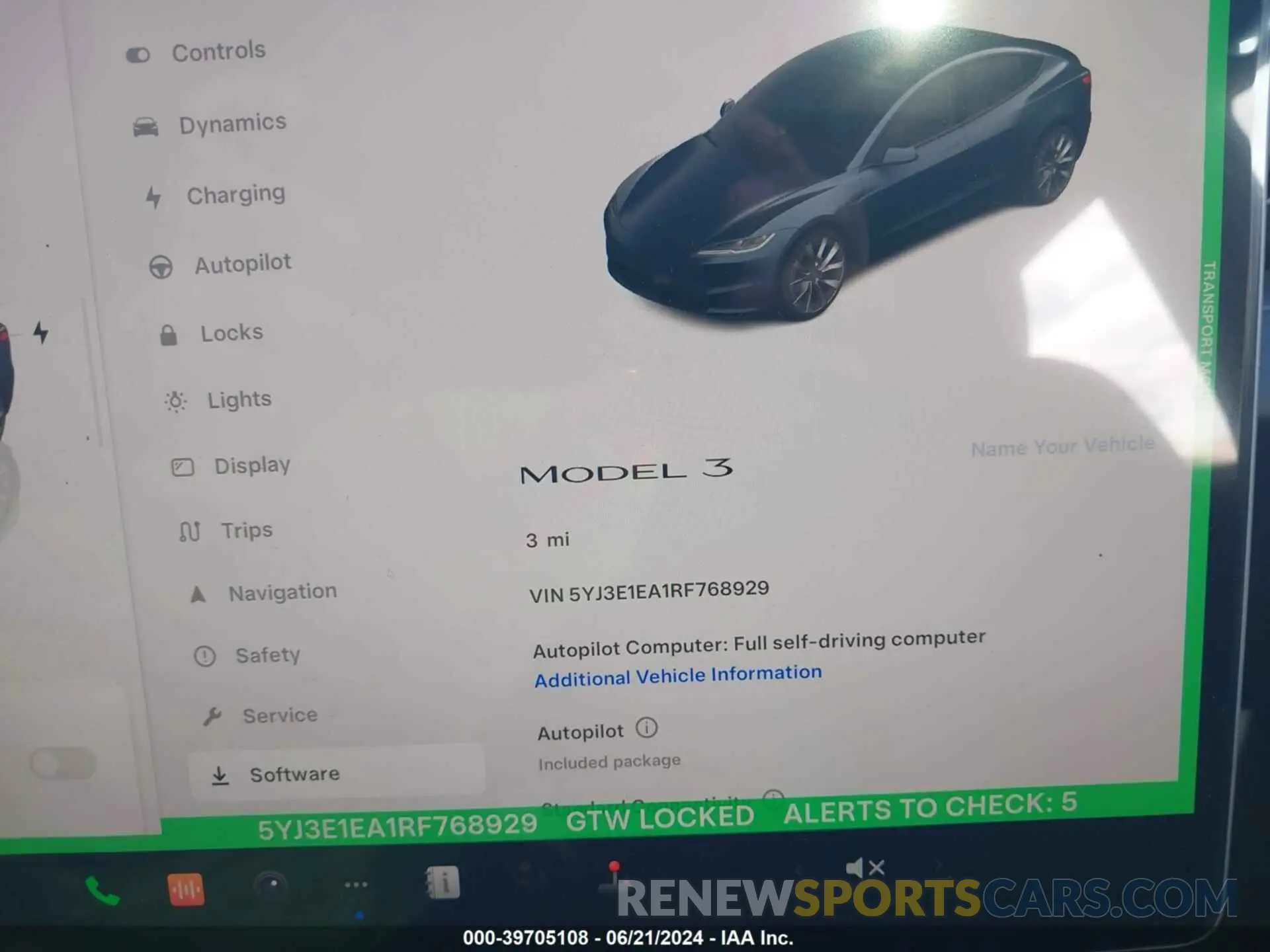 7 Photograph of a damaged car 5YJ3E1EA1RF768929 TESLA MODEL 3 2024