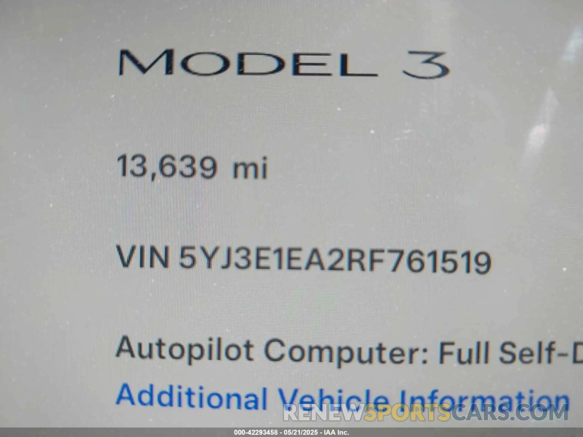 9 Photograph of a damaged car 5YJ3E1EA2RF761519 TESLA MODEL 3 2024