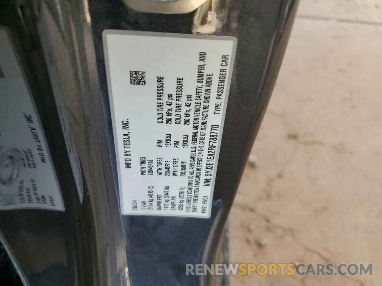 12 Photograph of a damaged car 5YJ3E1EA2RF788770 TESLA MODEL 3 2024