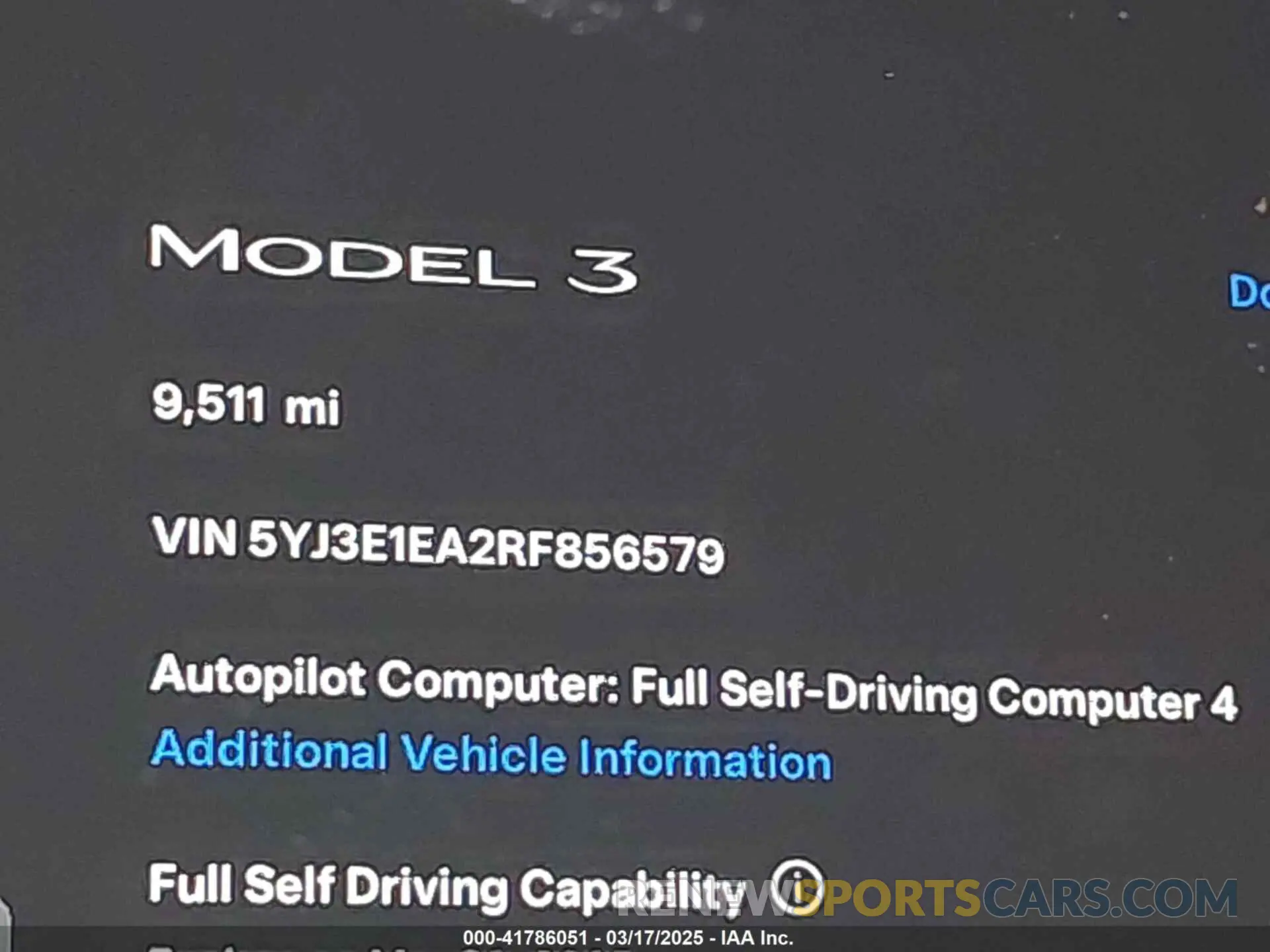 15 Photograph of a damaged car 5YJ3E1EA2RF856579 TESLA MODEL 3 2024