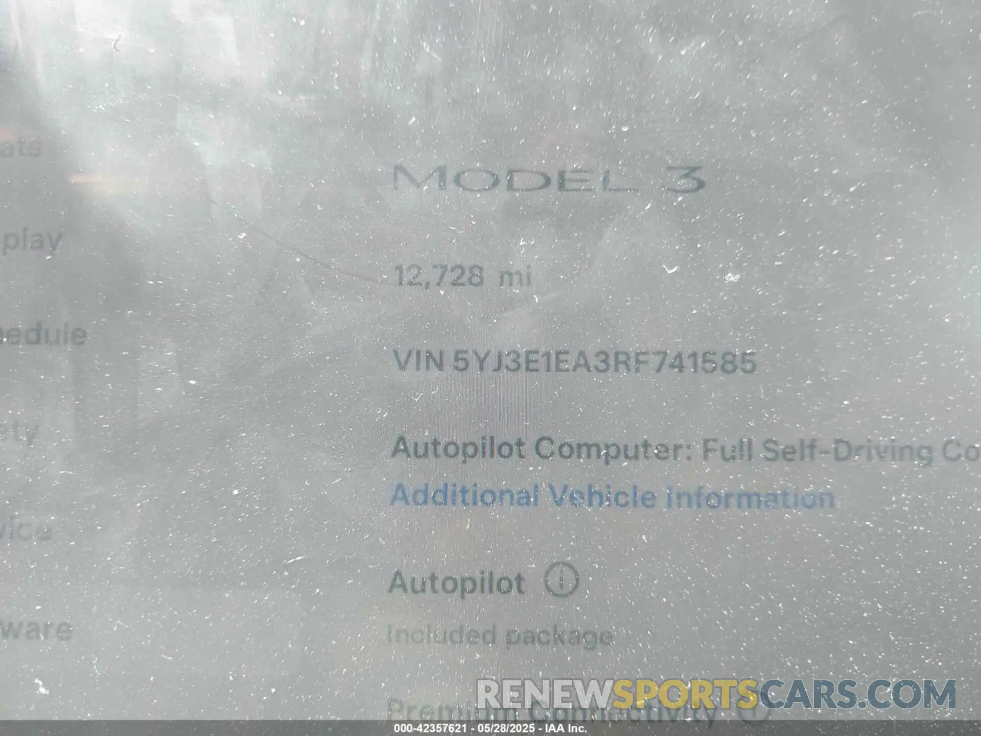 14 Photograph of a damaged car 5YJ3E1EA3RF741585 TESLA MODEL 3 2024