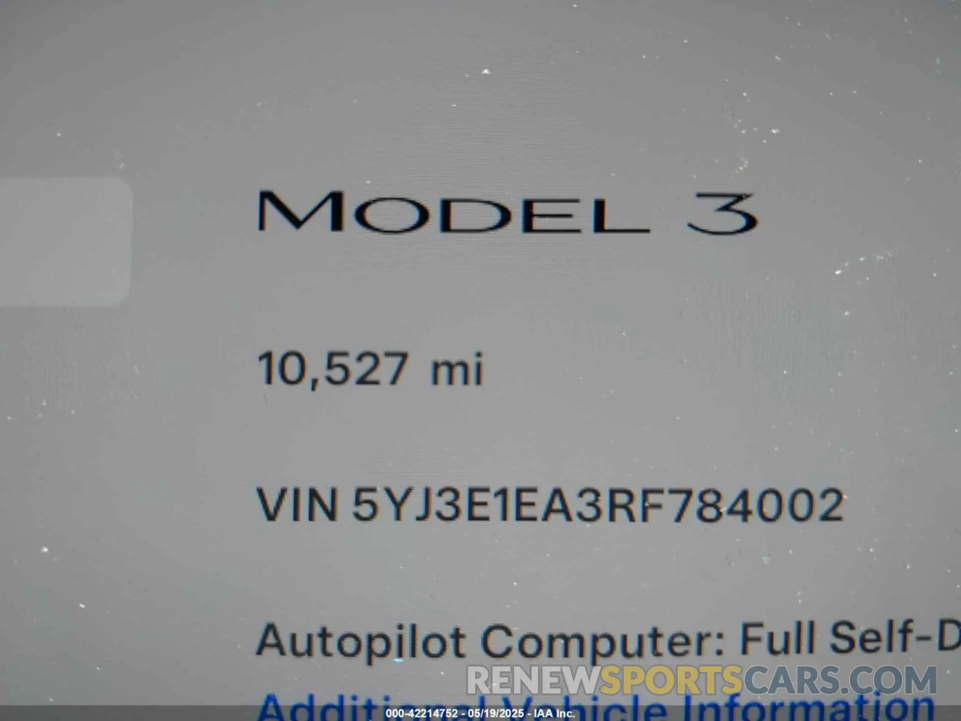 16 Photograph of a damaged car 5YJ3E1EA3RF784002 TESLA MODEL 3 2024