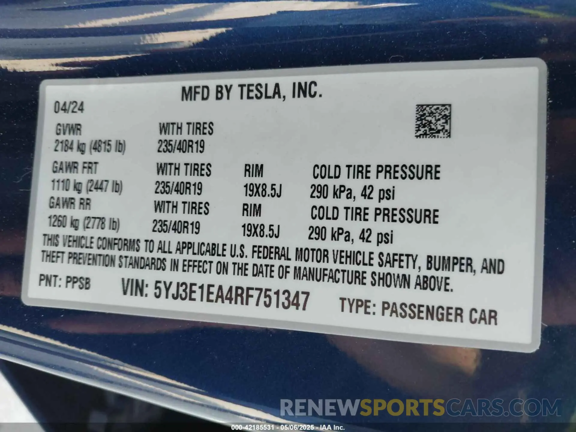 9 Photograph of a damaged car 5YJ3E1EA4RF751347 TESLA MODEL 3 2024
