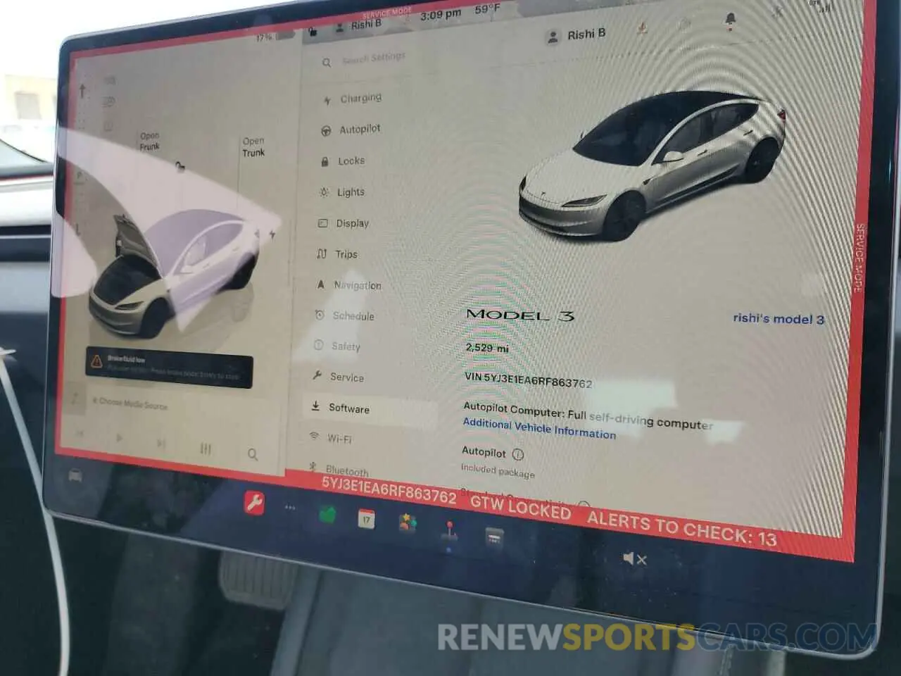 9 Photograph of a damaged car 5YJ3E1EA6RF863762 TESLA MODEL 3 2024