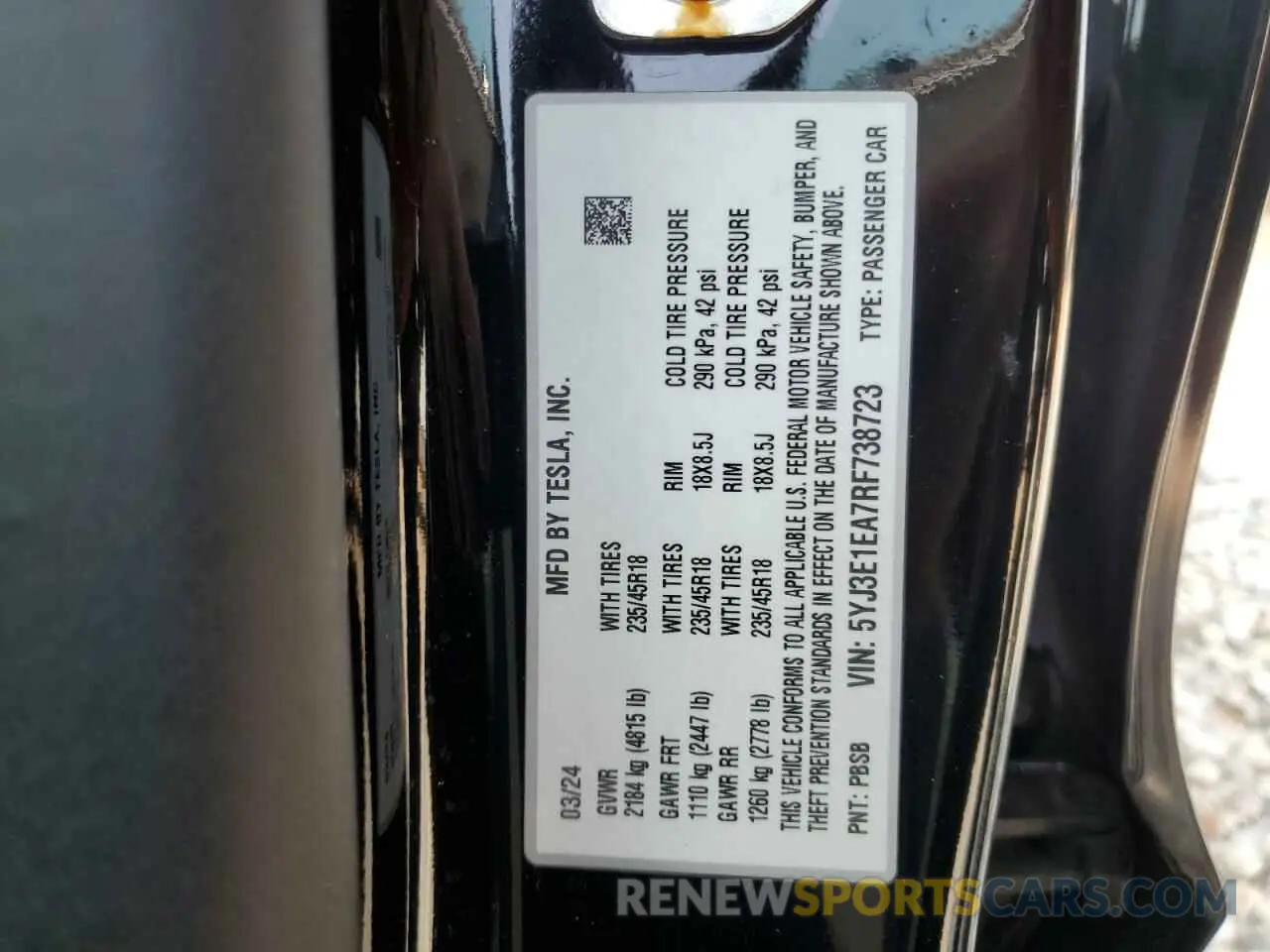 12 Photograph of a damaged car 5YJ3E1EA7RF738723 TESLA MODEL 3 2024