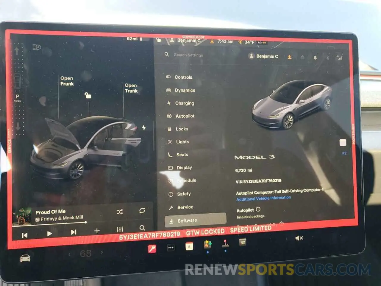 9 Photograph of a damaged car 5YJ3E1EA7RF760219 TESLA MODEL 3 2024