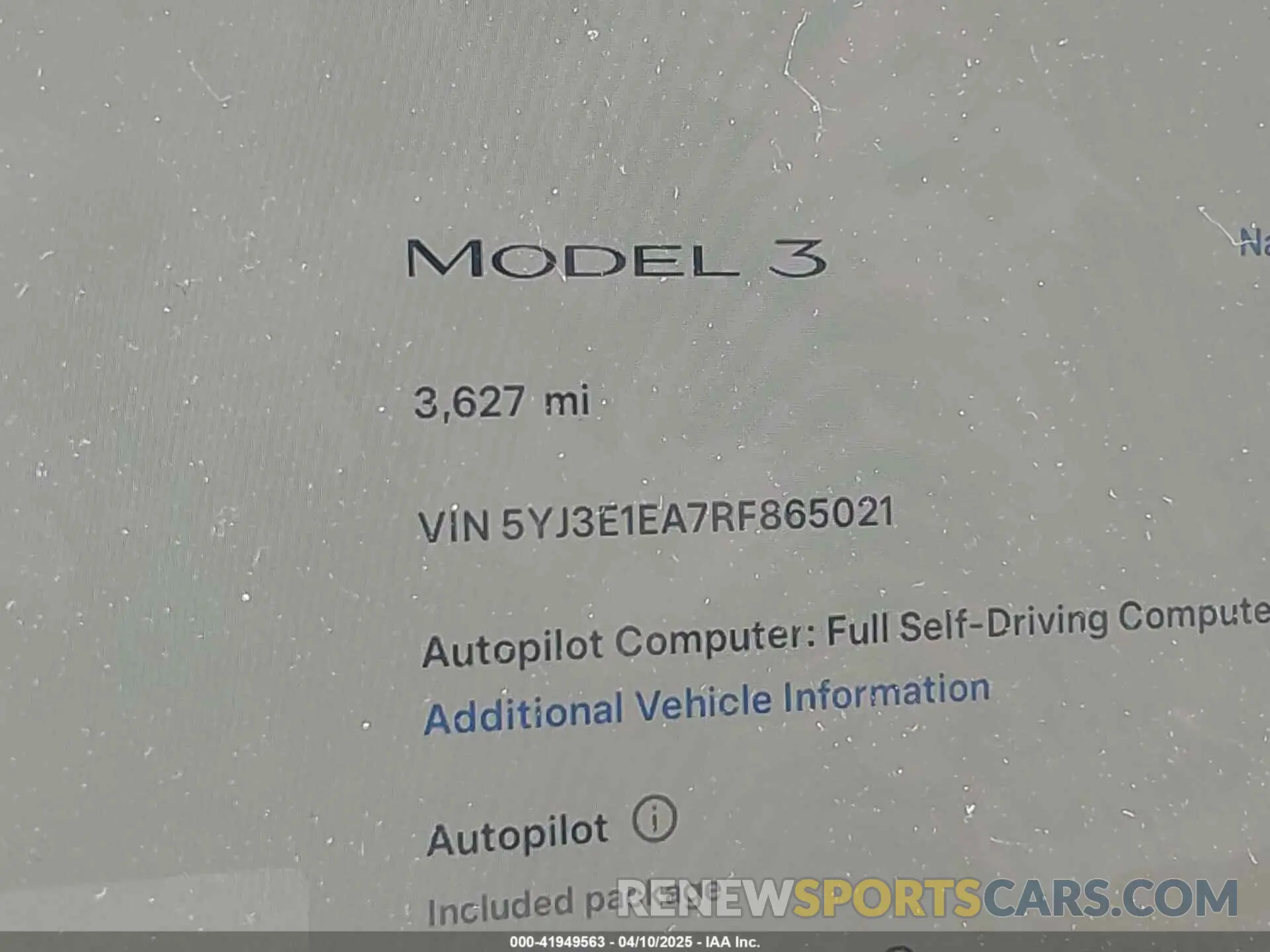 16 Photograph of a damaged car 5YJ3E1EA7RF865021 TESLA MODEL 3 2024