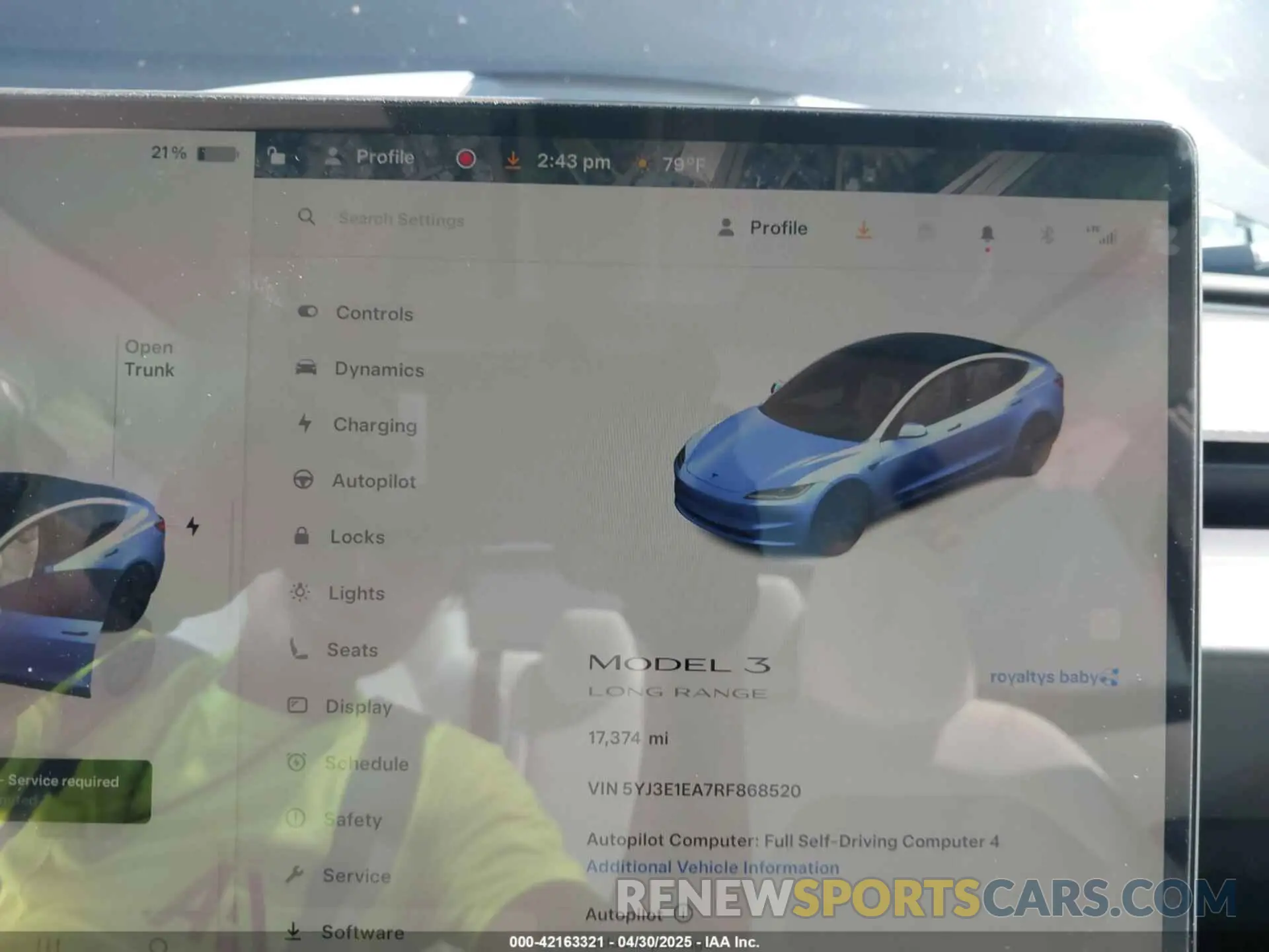 7 Photograph of a damaged car 5YJ3E1EA7RF868520 TESLA MODEL 3 2024