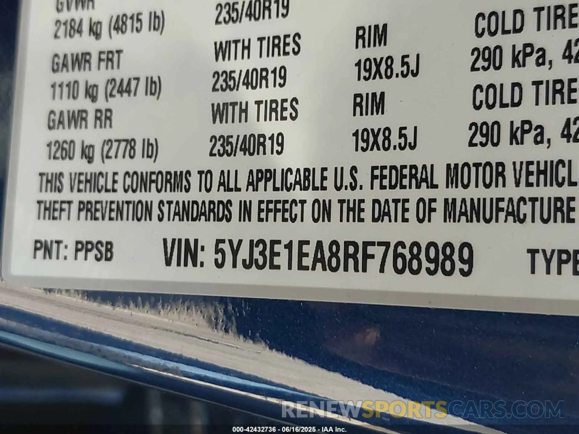 9 Photograph of a damaged car 5YJ3E1EA8RF768989 TESLA MODEL 3 2024