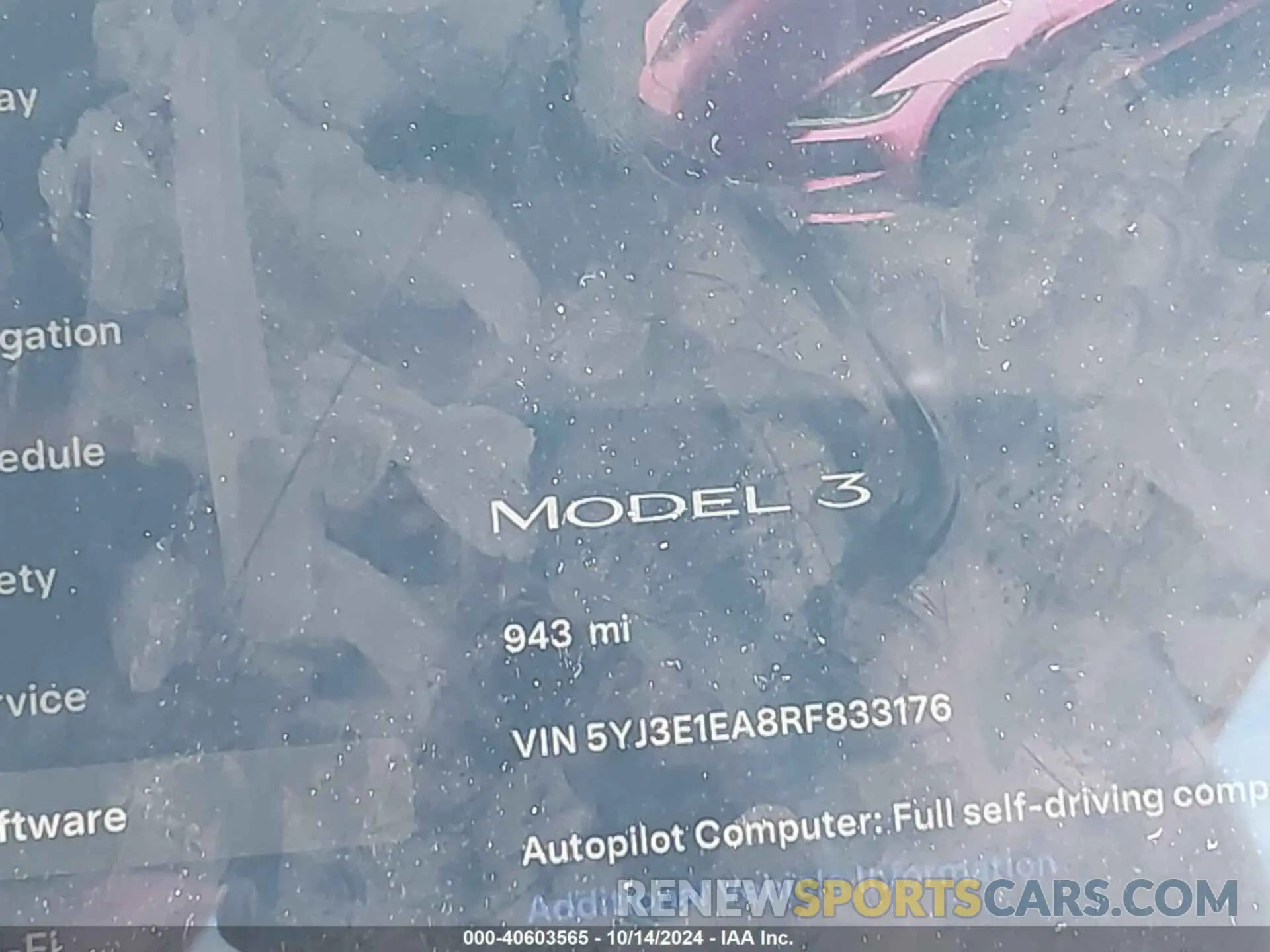 15 Photograph of a damaged car 5YJ3E1EA8RF833176 TESLA MODEL 3 2024