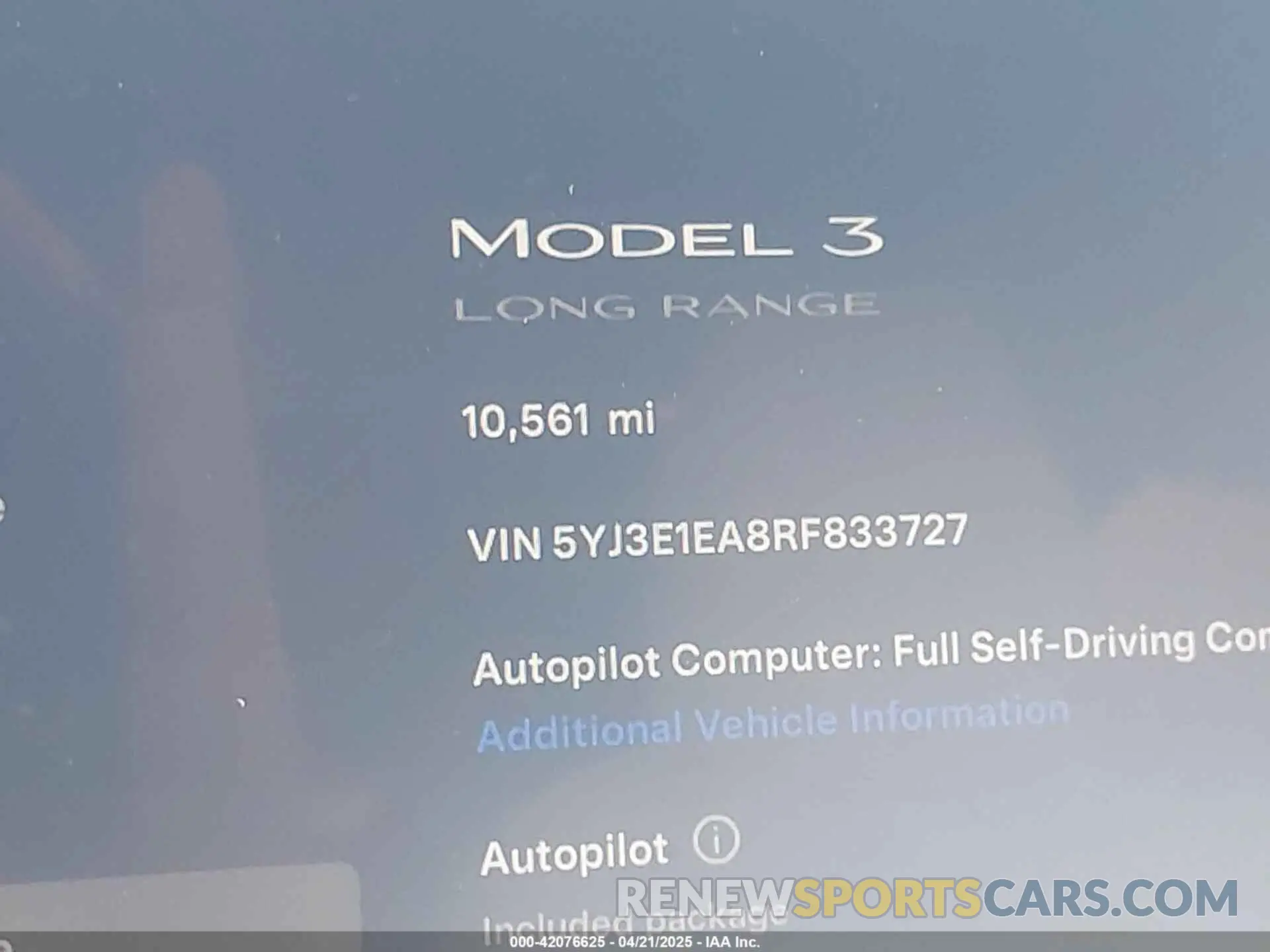 14 Photograph of a damaged car 5YJ3E1EA8RF833727 TESLA MODEL 3 2024