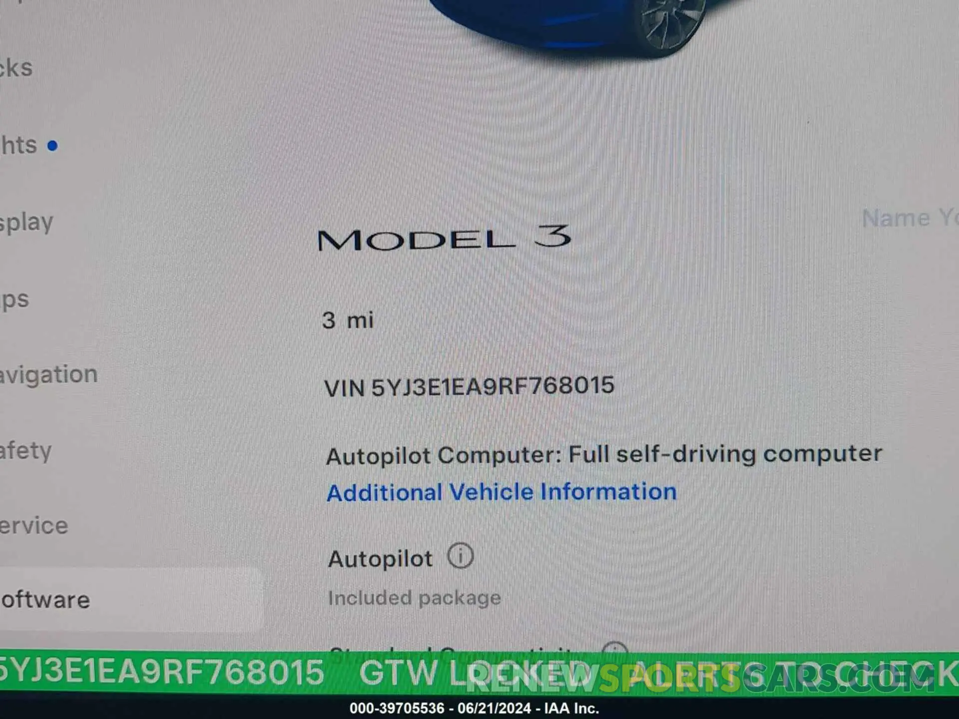 12 Photograph of a damaged car 5YJ3E1EA9RF768015 TESLA MODEL 3 2024