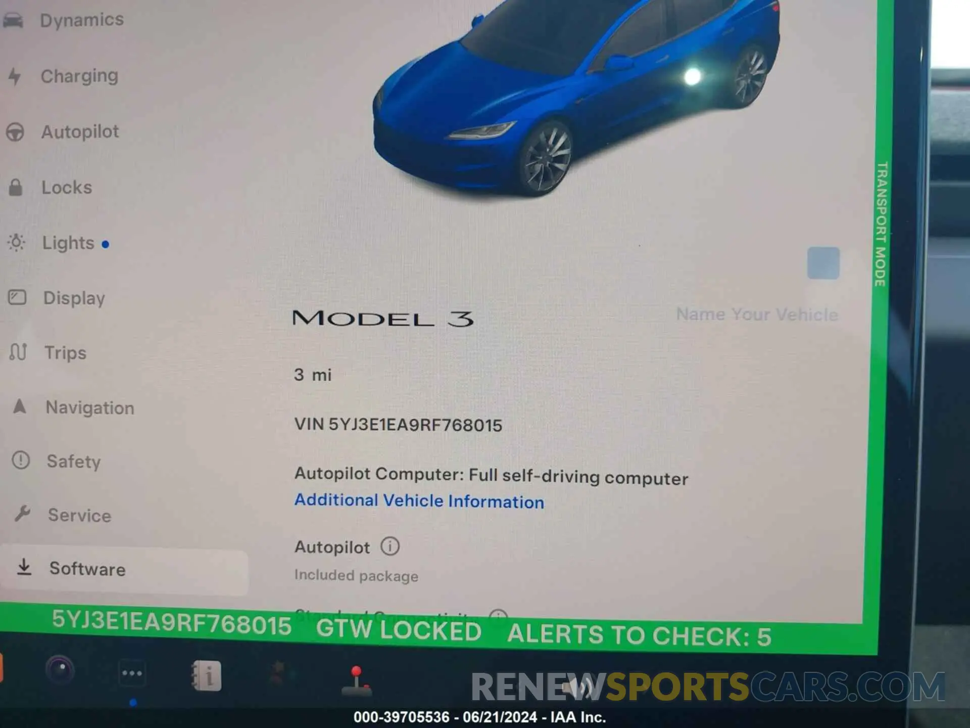 7 Photograph of a damaged car 5YJ3E1EA9RF768015 TESLA MODEL 3 2024
