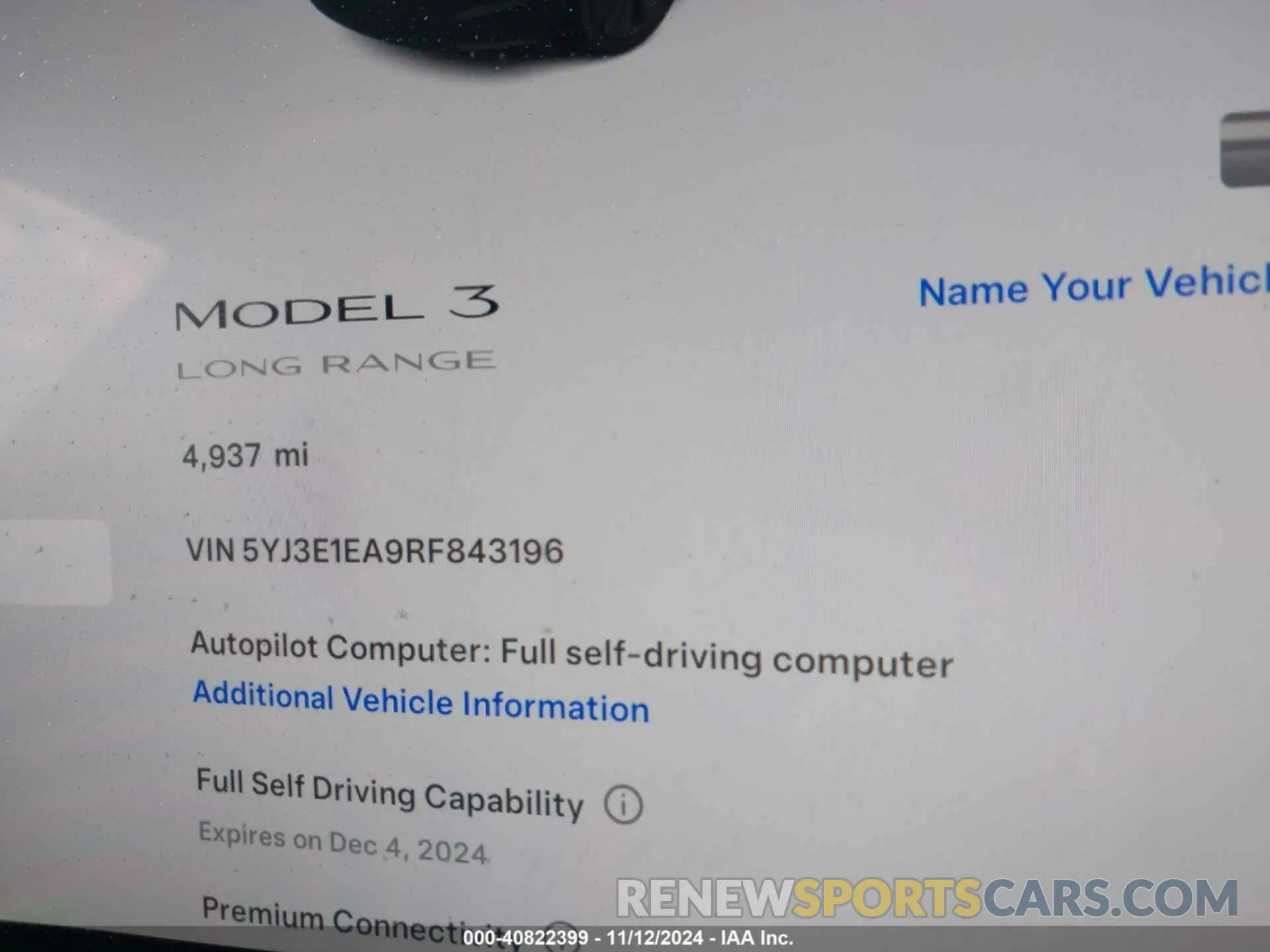 7 Photograph of a damaged car 5YJ3E1EA9RF843196 TESLA MODEL 3 2024