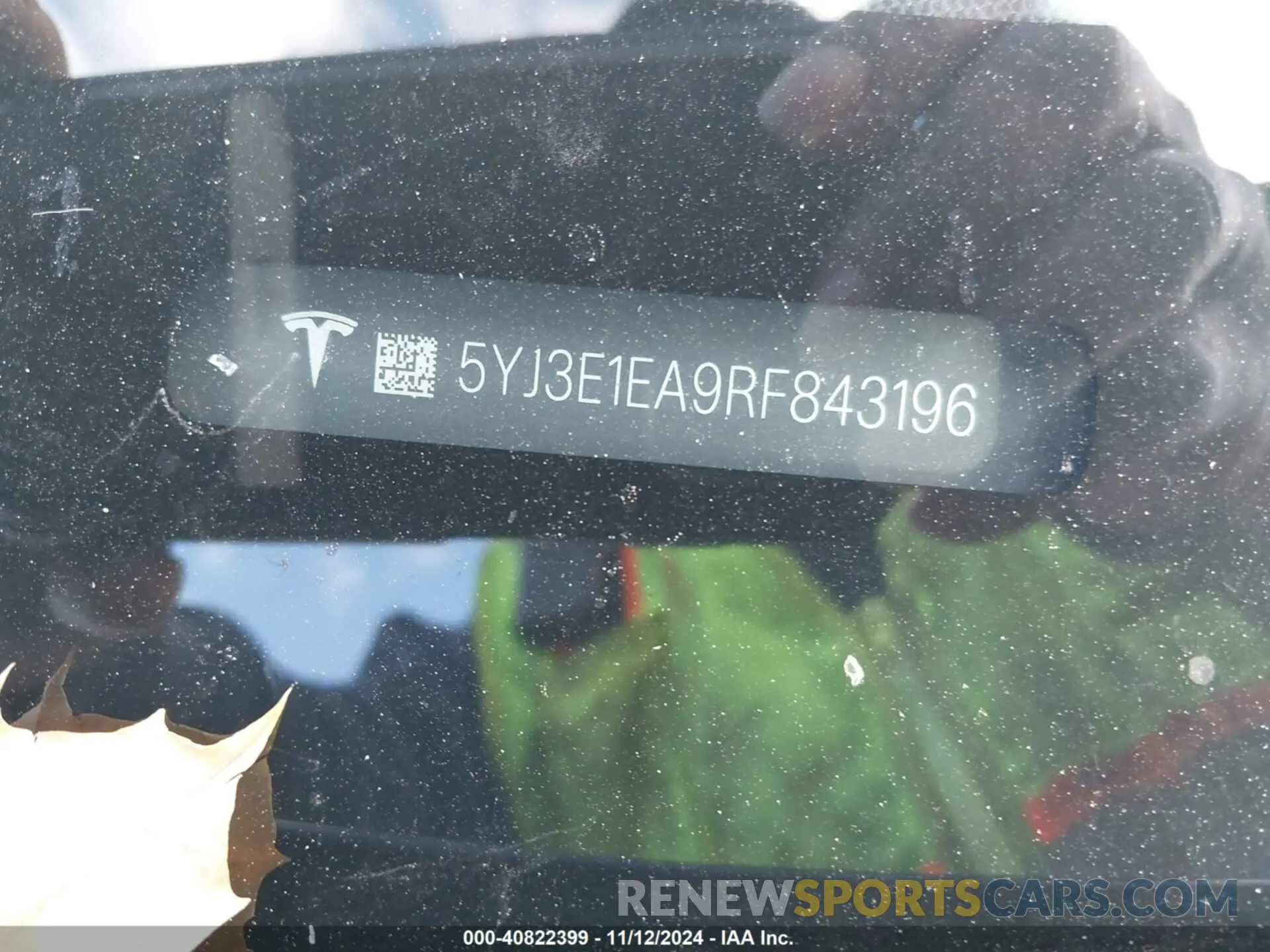 9 Photograph of a damaged car 5YJ3E1EA9RF843196 TESLA MODEL 3 2024