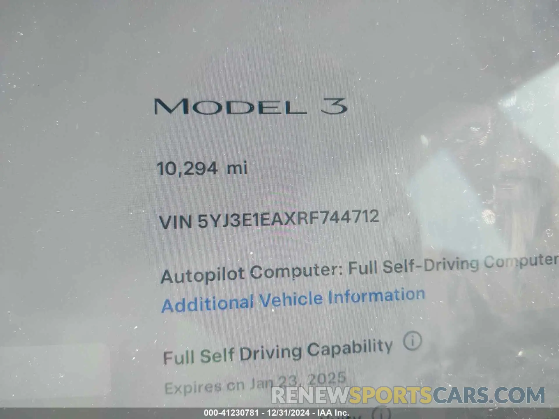 15 Photograph of a damaged car 5YJ3E1EAXRF744712 TESLA MODEL 3 2024