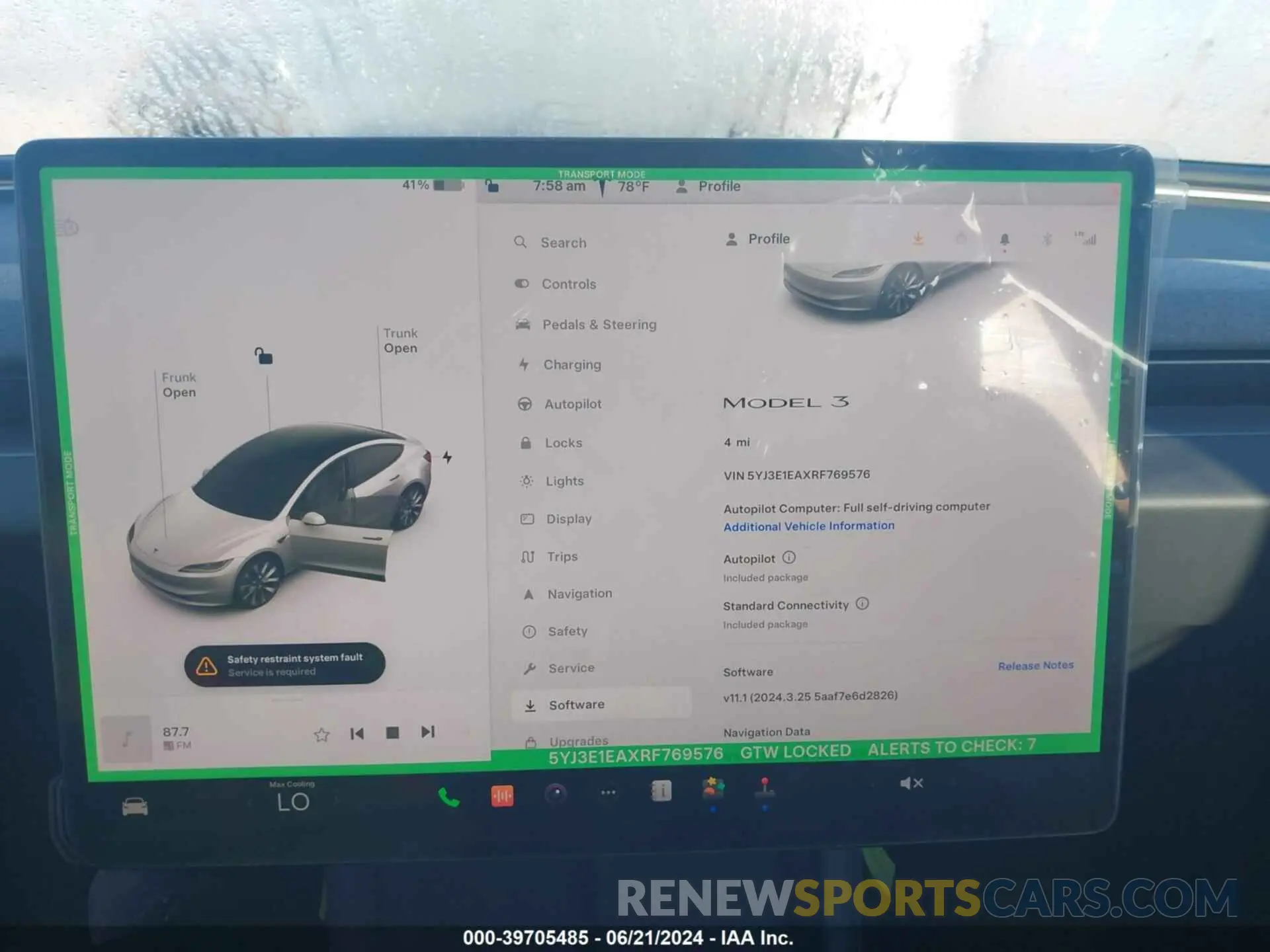 13 Photograph of a damaged car 5YJ3E1EAXRF769576 TESLA MODEL 3 2024